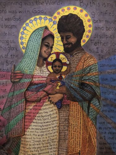 11. Holy Family African scripture written on clothes